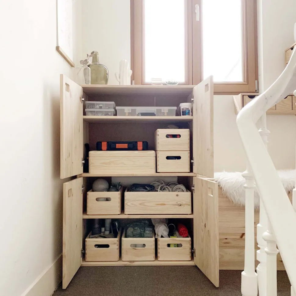 ASTIGARRAGA - Caisse en bois de rangement 40 x 30 x 23 cm