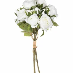 ATMOSPHERA - Bouquet artificiel de 14 roses - h. 40 cm - blanc