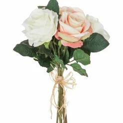 ATMOSPHERA - Bouquet de 7 roses vieillies - h. 30 cm - blanc et rose