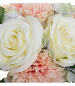 ATMOSPHERA - Bouquet de fleurs artificielles roses et oeillets d. 20 x h. 26 cm