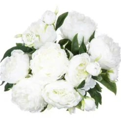 ATMOSPHERA - Bouquet de fleurs artificielles 13 pivoines blanches d. 29 x h. 50 cm