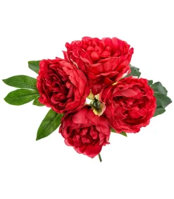 ATMOSPHERA - Bouquet de fleurs artificielles 4 pivoines prune d. 25 x h. 30 cm