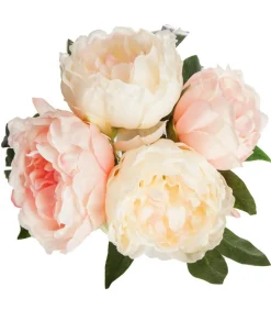 ATMOSPHERA - Bouquet de fleurs artificielles 4 pivoines roses d. 25 x h. 30 cm