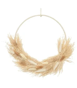 ATMOSPHERA - Couronne de fleurs séchées beige et blanc d 36cm