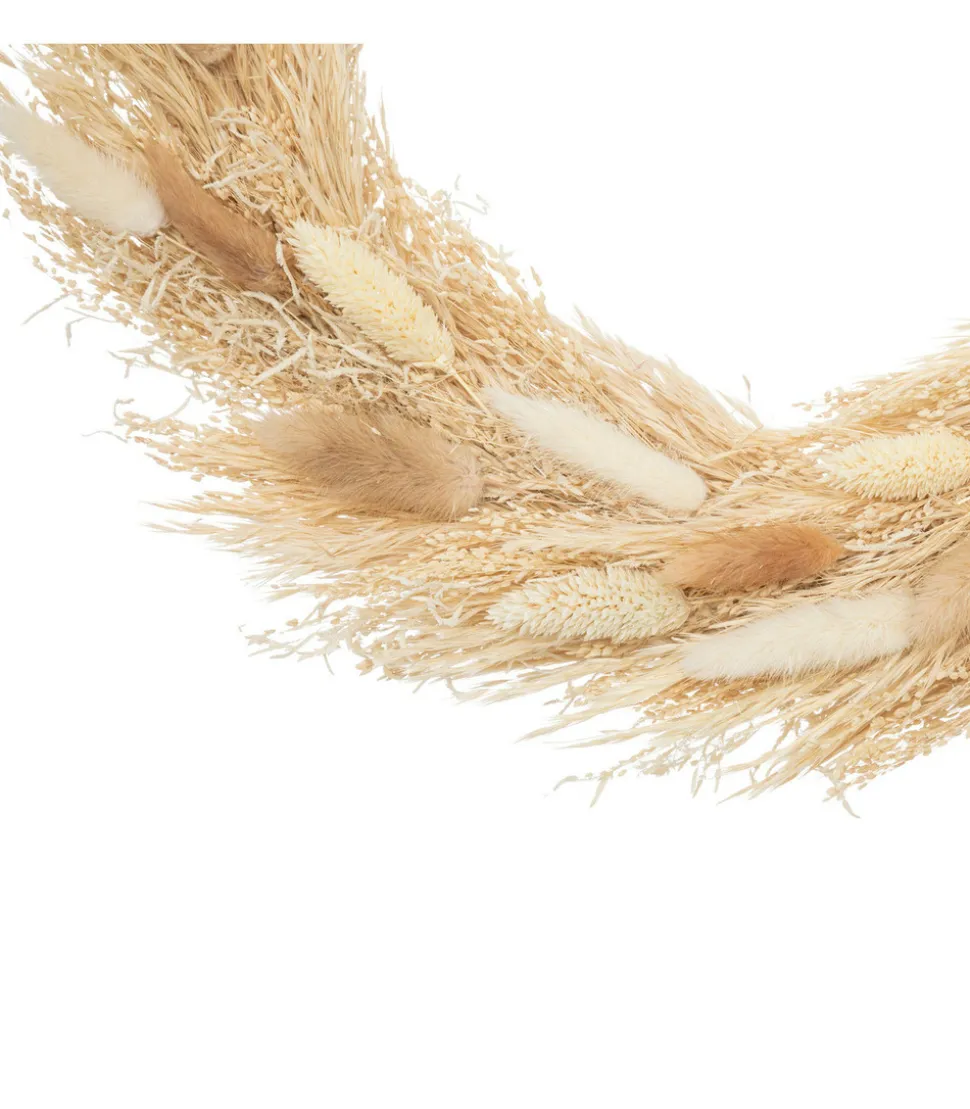 ATMOSPHERA - Couronne de fleurs séchées beige et blanc d 36cm