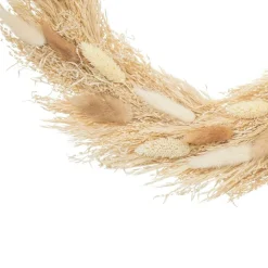 ATMOSPHERA - Couronne de fleurs séchées beige et blanc d 36cm