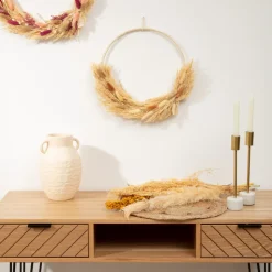 ATMOSPHERA - Couronne de fleurs séchées beige et blanc d 36cm