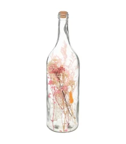 ATMOSPHERA - Fleurs séchées rose dans une bouteille en verre h 46.6 cm