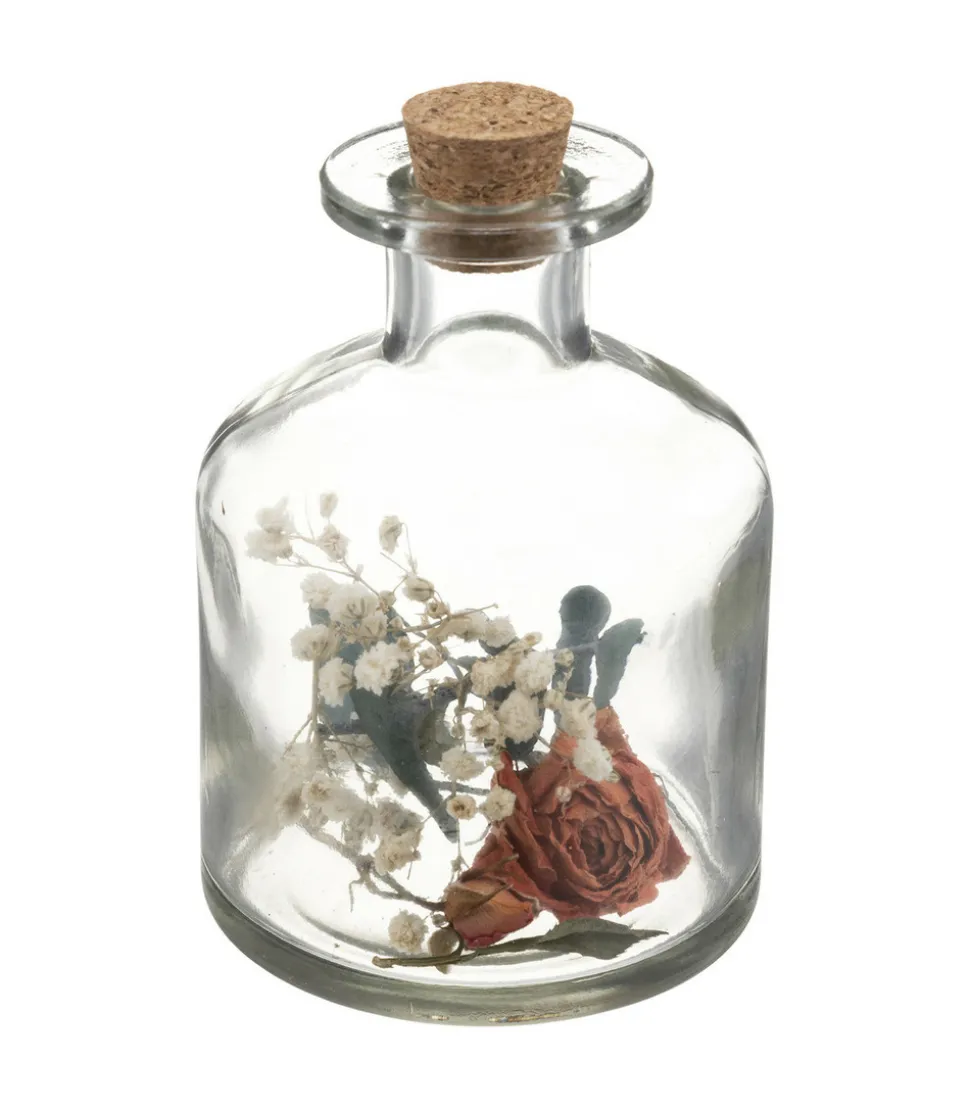 ATMOSPHERA - Fleurs séchées dans bouteille en verre d 8 x h 11 cm
