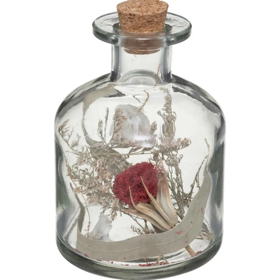 ATMOSPHERA - Fleurs séchées dans bouteille en verre d 8 x h 11 cm