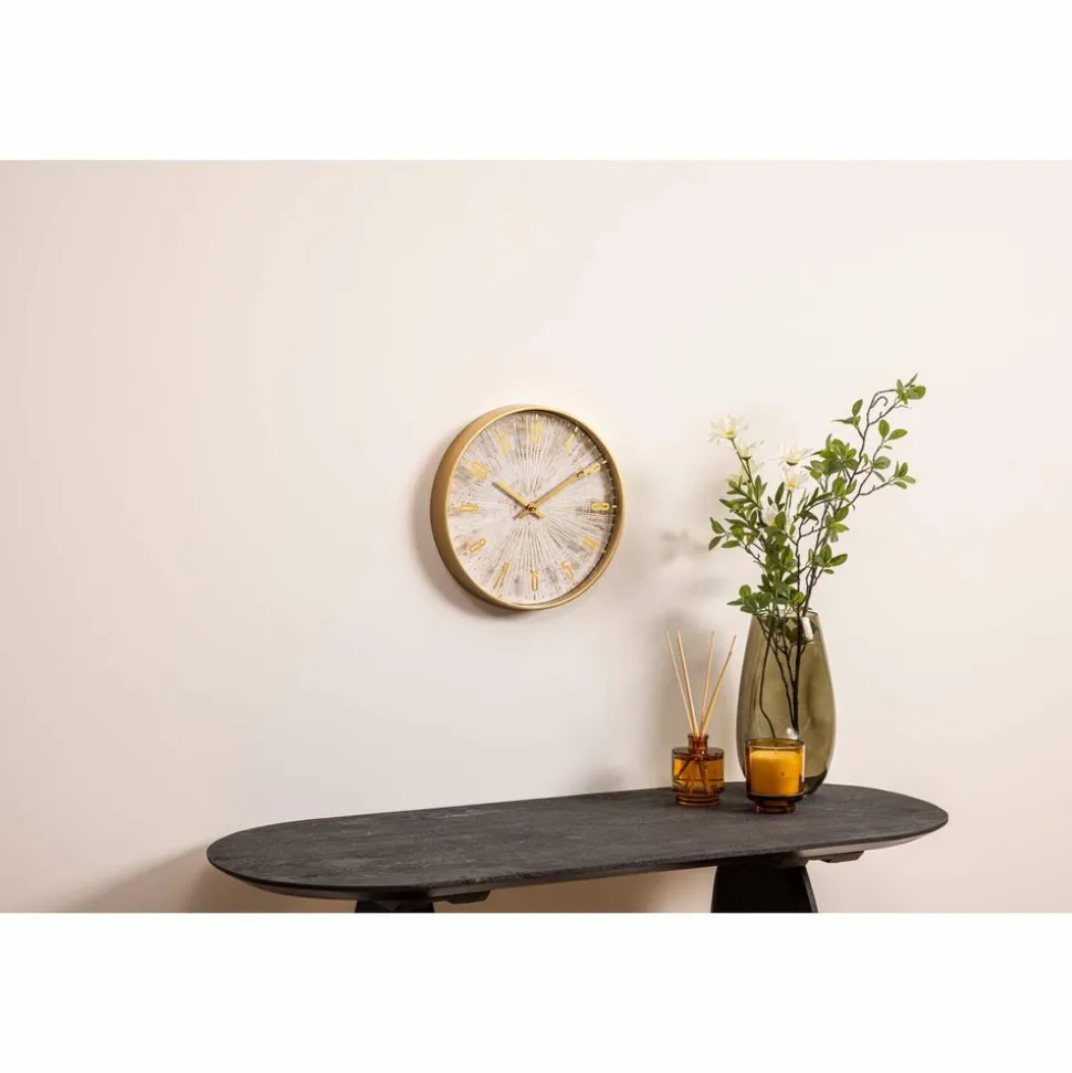 ATMOSPHERA - Horloge effet patiné - diam 30 cm - gris et doré