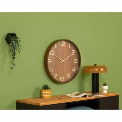 ATMOSPHERA - Horloge en bois - diam 55 cm - marron