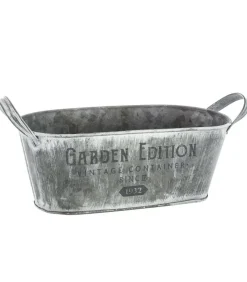 ATMOSPHERA - Lot de 3 jardinières en métal gris vintage