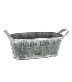 ATMOSPHERA - Lot de 3 jardinières en métal gris vintage