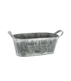 ATMOSPHERA - Lot de 3 jardinières en métal gris vintage