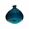 ATMOSPHERA - Vase rond en verre recyclé bleu orage h 23 cm