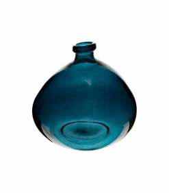 ATMOSPHERA - Vase rond en verre recyclé bleu orage h 23 cm