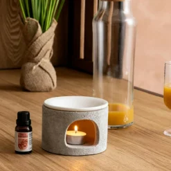 ATMOSPHERA CREATEUR D'INTERIEUR - Brûle-parfum "olioa" ciment 11x7cm