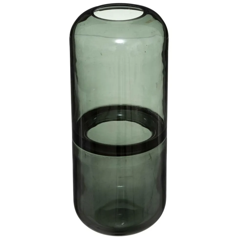 ATMOSPHERA CREATEUR D'INTERIEUR - Vase bouteille "line" - verre fumé h25 cm