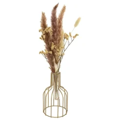ATMOSPHERA CREATEUR D'INTERIEUR - Composition fleurs séchées automne métal doré rose h40cm