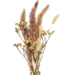 ATMOSPHERA CREATEUR D'INTERIEUR - Composition fleurs séchées automne métal doré rose h40cm