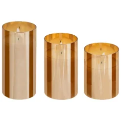 ATMOSPHERA CREATEUR D'INTERIEUR - Coffret 3 bougies led sena verre ambre d75cm