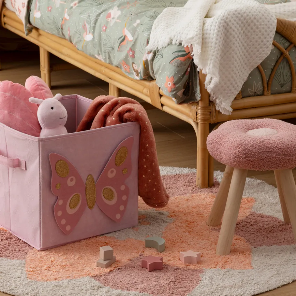 ATMOSPHERA CREATEUR D'INTERIEUR - Boîte de rangement enfant papillon "joey" rose 29x29cm