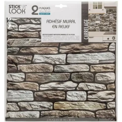 ATMOSPHERA CREATEUR D'INTERIEUR - Lot de 2 stickers - carrelage - gris taupe - 30x30 cm