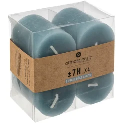 ATMOSPHERA CREATEUR D'INTERIEUR - Lot de 4 bougies rustiques 60g bleu orage