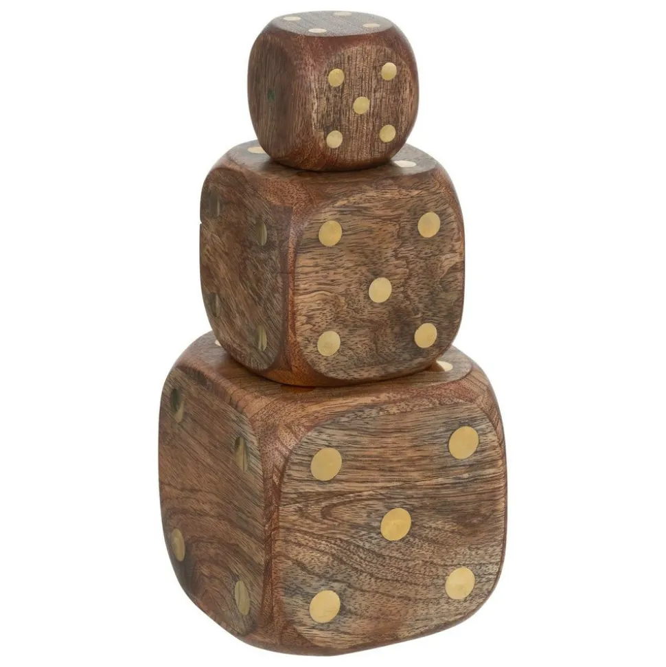 ATMOSPHERA CREATEUR D'INTERIEUR - Déco à poser 3 dés "roger" manguier caramel 10x10x10cm