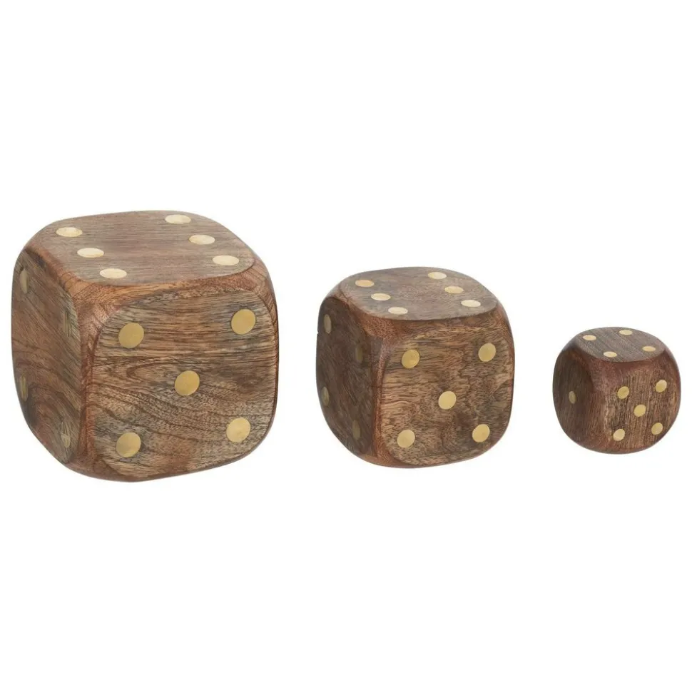 ATMOSPHERA CREATEUR D'INTERIEUR - Déco à poser 3 dés "roger" manguier caramel 10x10x10cm