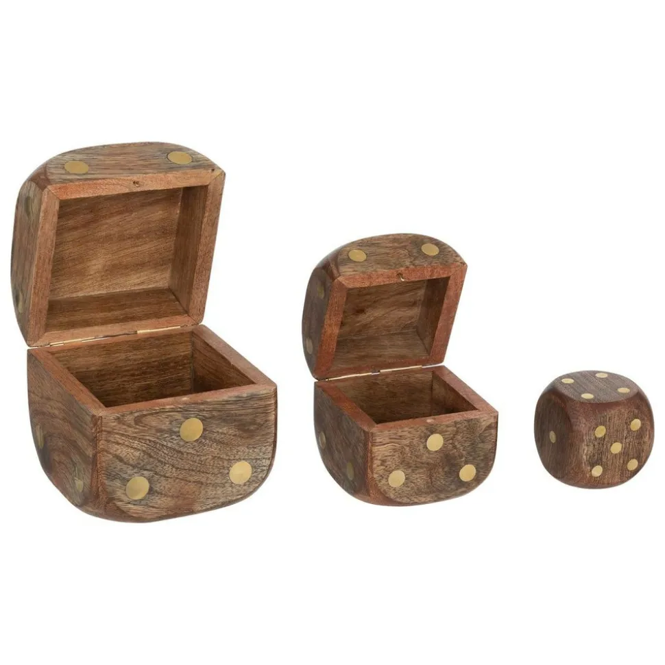ATMOSPHERA CREATEUR D'INTERIEUR - Déco à poser 3 dés "roger" manguier caramel 10x10x10cm