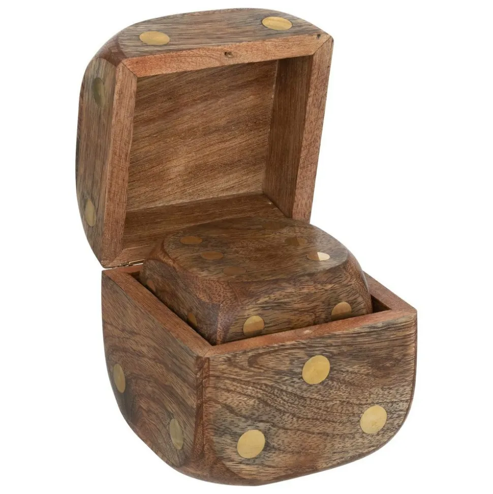 ATMOSPHERA CREATEUR D'INTERIEUR - Déco à poser 3 dés "roger" manguier caramel 10x10x10cm