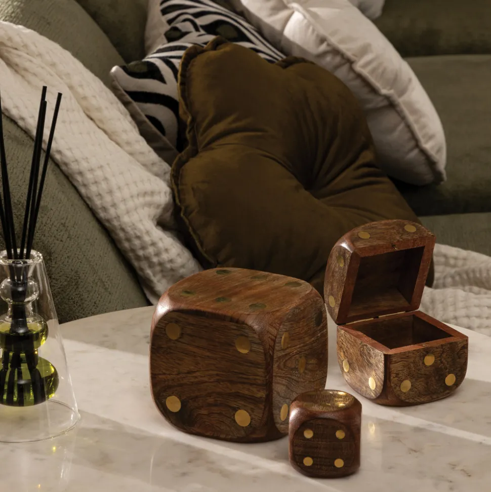 ATMOSPHERA CREATEUR D'INTERIEUR - Déco à poser 3 dés "roger" manguier caramel 10x10x10cm