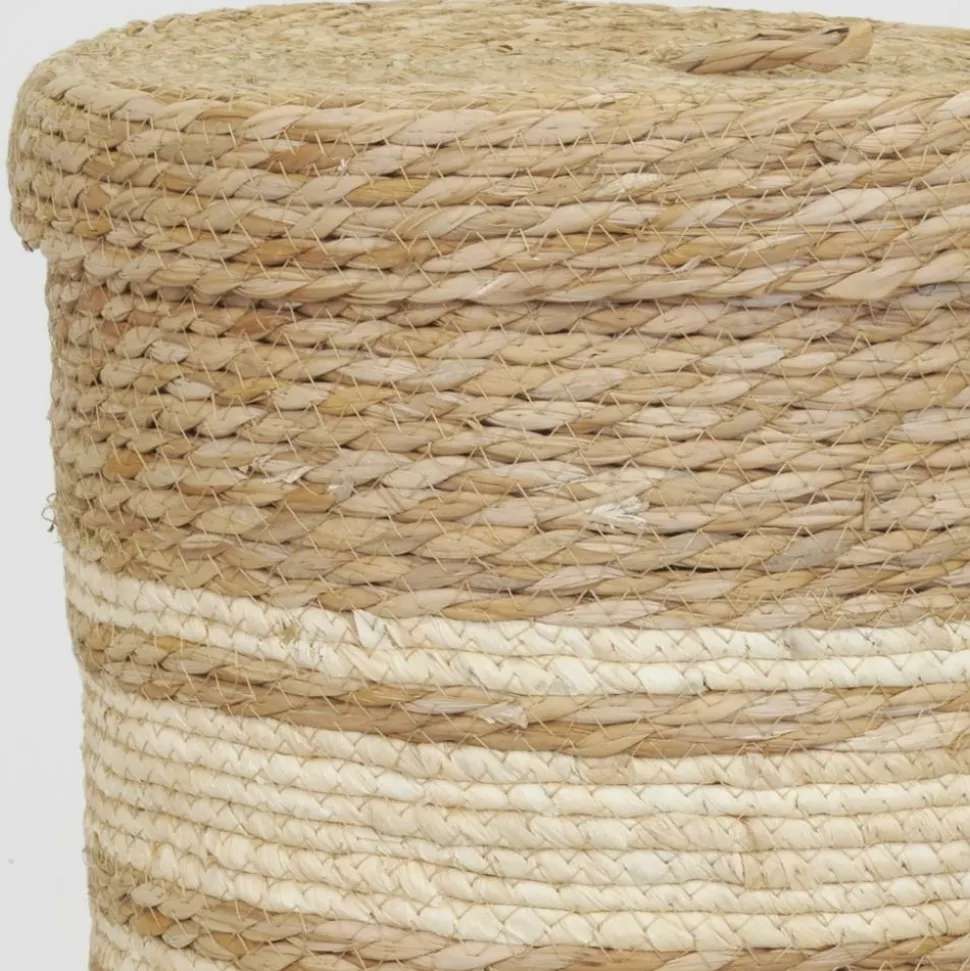 AUBRY GASPARD - Boîtes de rangement en maïs naturel et blanc (lot de 3)