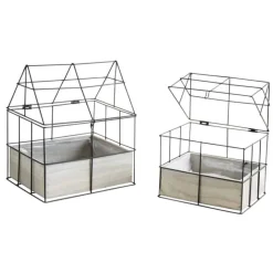 AUBRY GASPARD - Mini serre en métal et bois teinté 21 cm