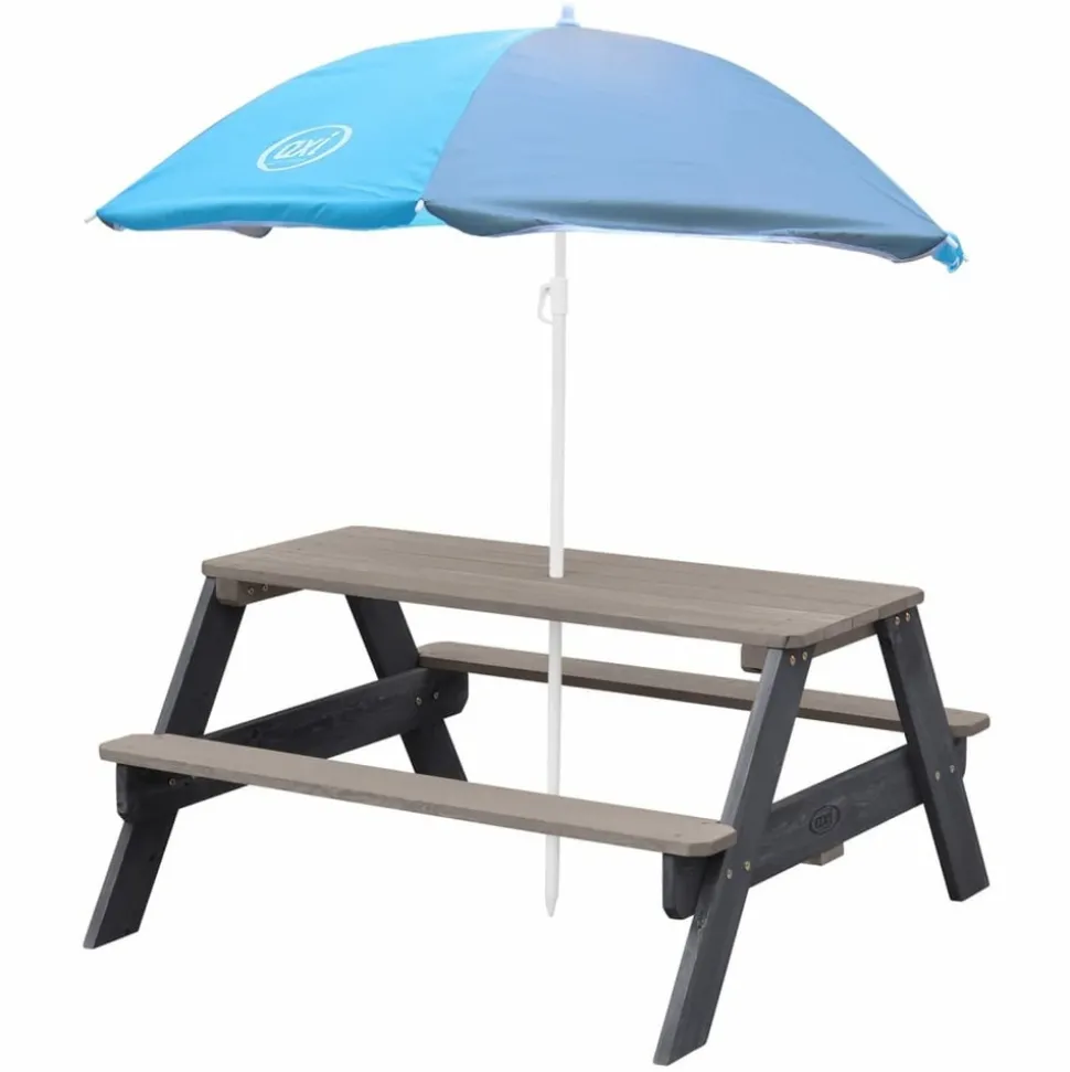 AXI - Table de pique-nique pour enfants nick et parasol marron et gris
