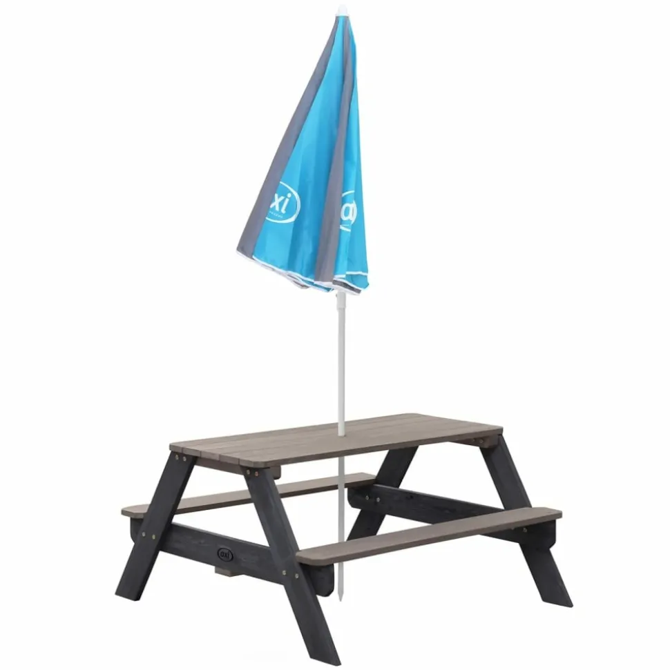AXI - Table de pique-nique pour enfants nick et parasol marron et gris