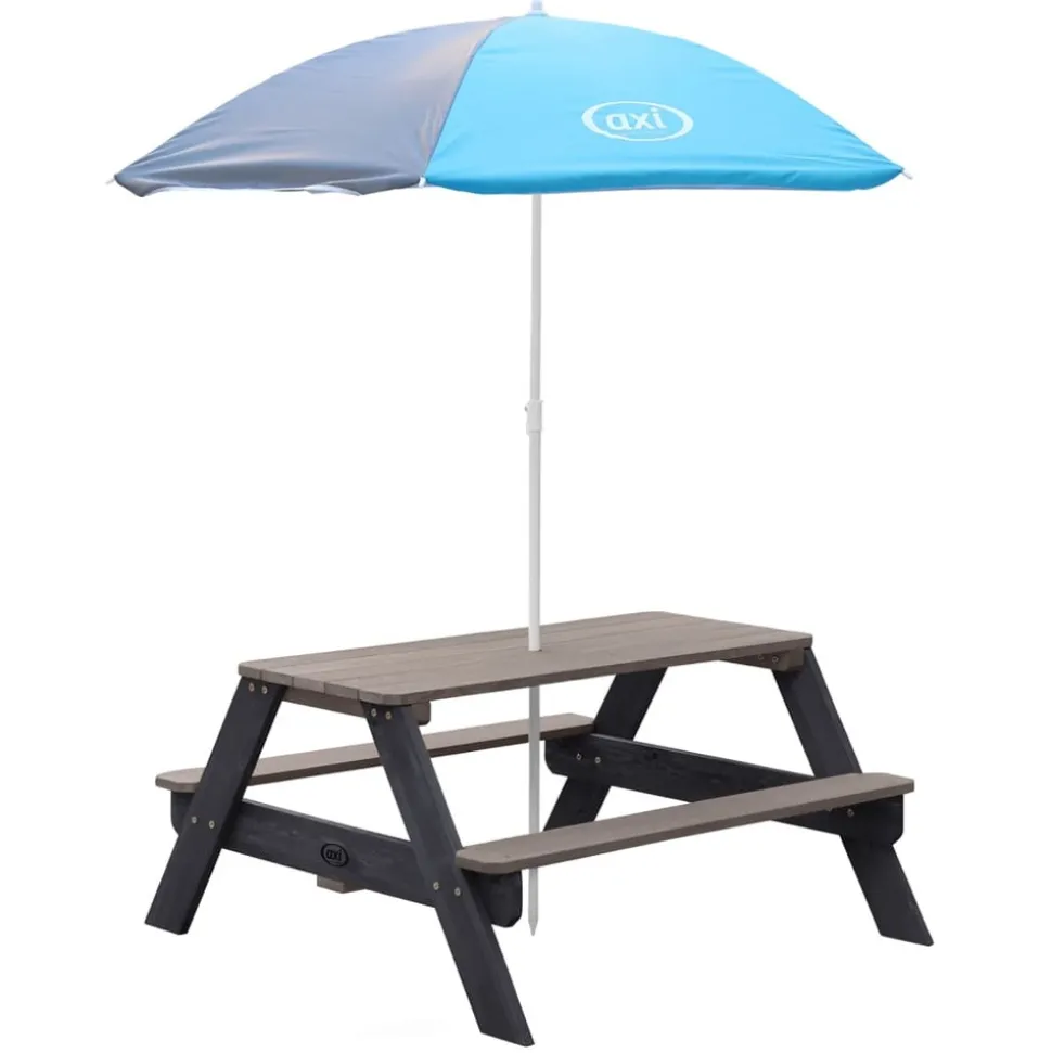 AXI - Table de pique-nique pour enfants nick et parasol marron et gris