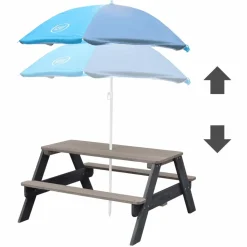 AXI - Table de pique-nique pour enfants nick et parasol marron et gris