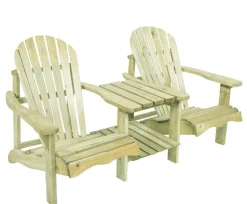 AXI HOUSE - Valerie chaise de jardin double en bois avec table 175 cm - naturel