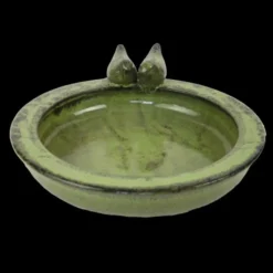 Bain d'oiseaux ou mangeoire grand modèle en céramique vert