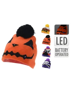 BASICS - Chapeau d'halloween avec lumière led, multicolore, 6 led, alimenté par batterie, 4 modèles. Basics