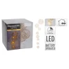 BASICS - Guirlande 8 boules de jute différents diamètres avec led, blanc chaud, 8 leds, 90cm. Basics