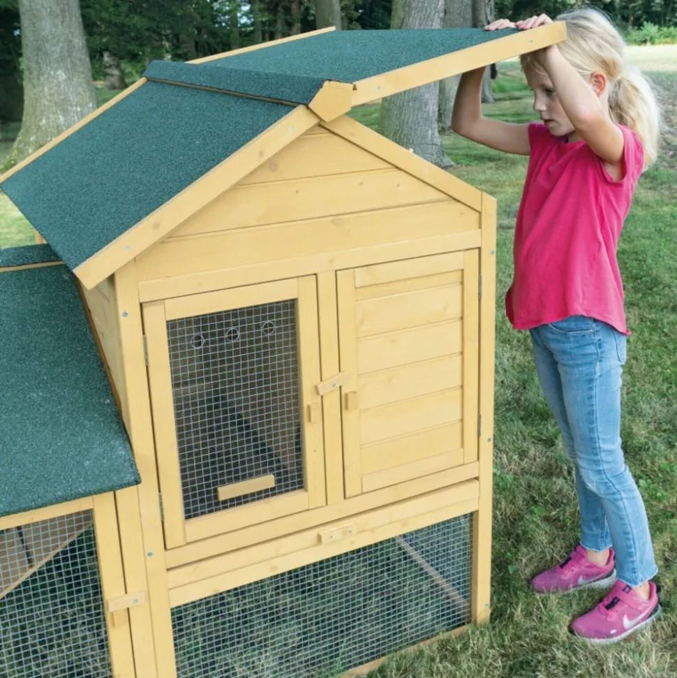 BB LOISIR - Cage clapier enclos lapin extérieur en bois haute qualité pour lapins petits animaux- modèle : 035 ranch 152 x 98 x 118 cm