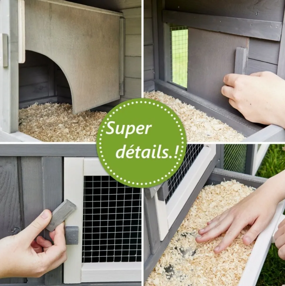 BB LOISIR - Cage clapier enclos lapin extérieur en bois haute qualité pour lapins petits animaux- modèle : 085 don camillo 69x54x85,5cm