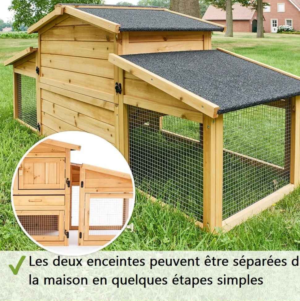 BB LOISIR - Cage clapier enclos lapin extérieur en bois haute qualité pour lapins petits animaux- modèle : 087 alpine 180x62x72cm