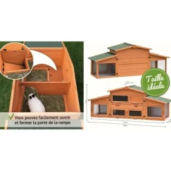 BB LOISIR - Cage clapier pour lapin extérieur 185x51x75cm modèle: 037 étable de roi