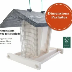 BB LOISIR - Mangeoire oiseaux extérieur à suspendre pour oiseaux sauvages pour jardin balcon distributeur de graines«324 cabane gris blanc»