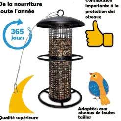 BB LOISIR - Mangeoire oiseaux extérieur à suspendre pour oiseaux sauvages pour jardin balcon distributeur de nourriture «34716 nourri-silo»